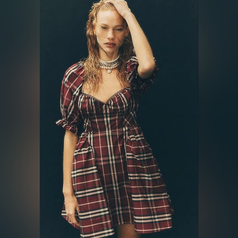 Maeve Mini Tartan Dress By Anthropologie